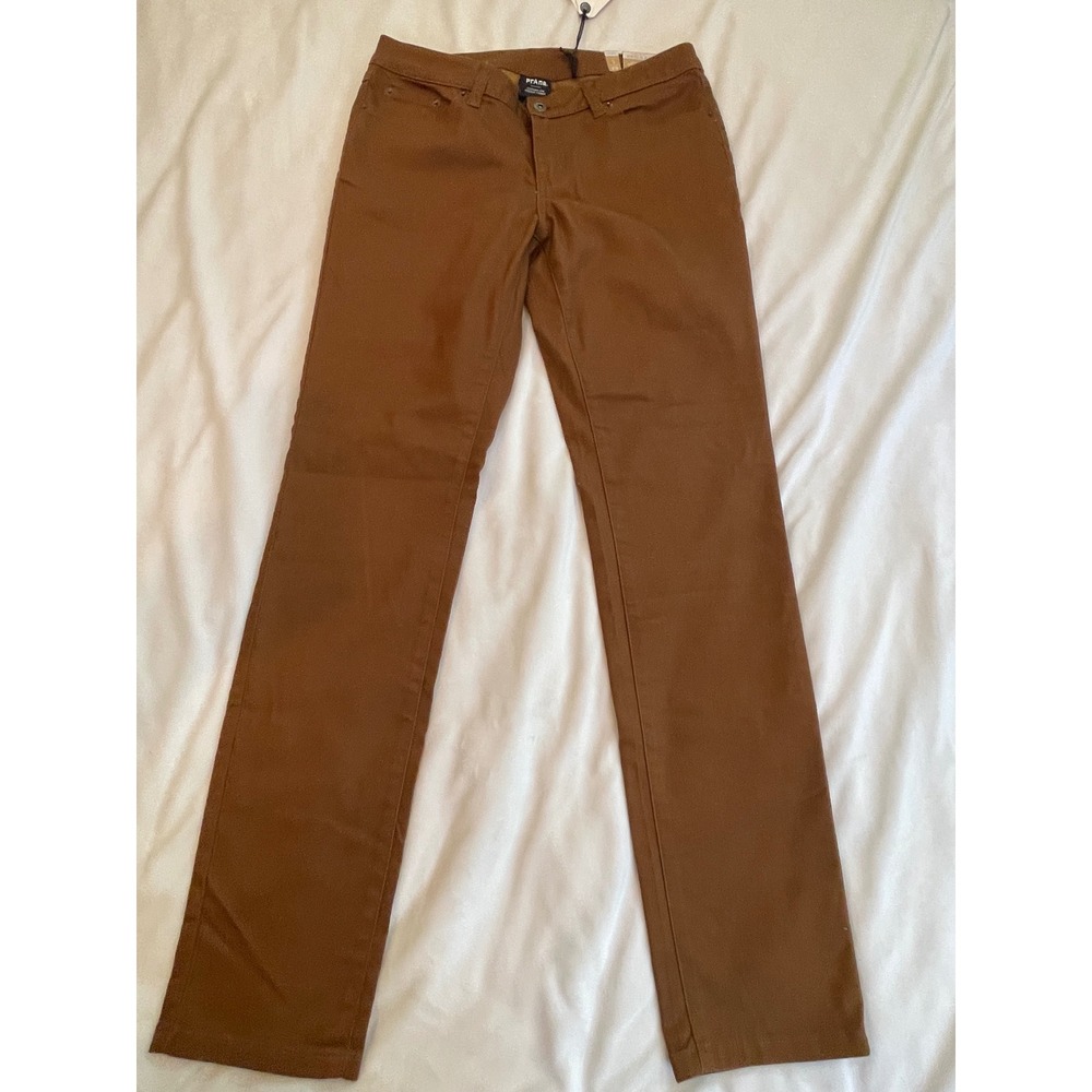 Prana Kayla Jean Sepia Brown Straight Leg Stretch Denim Pants Womens 8